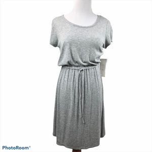 Olive & Oak Light Grey Ribbed Tie Waist Dress